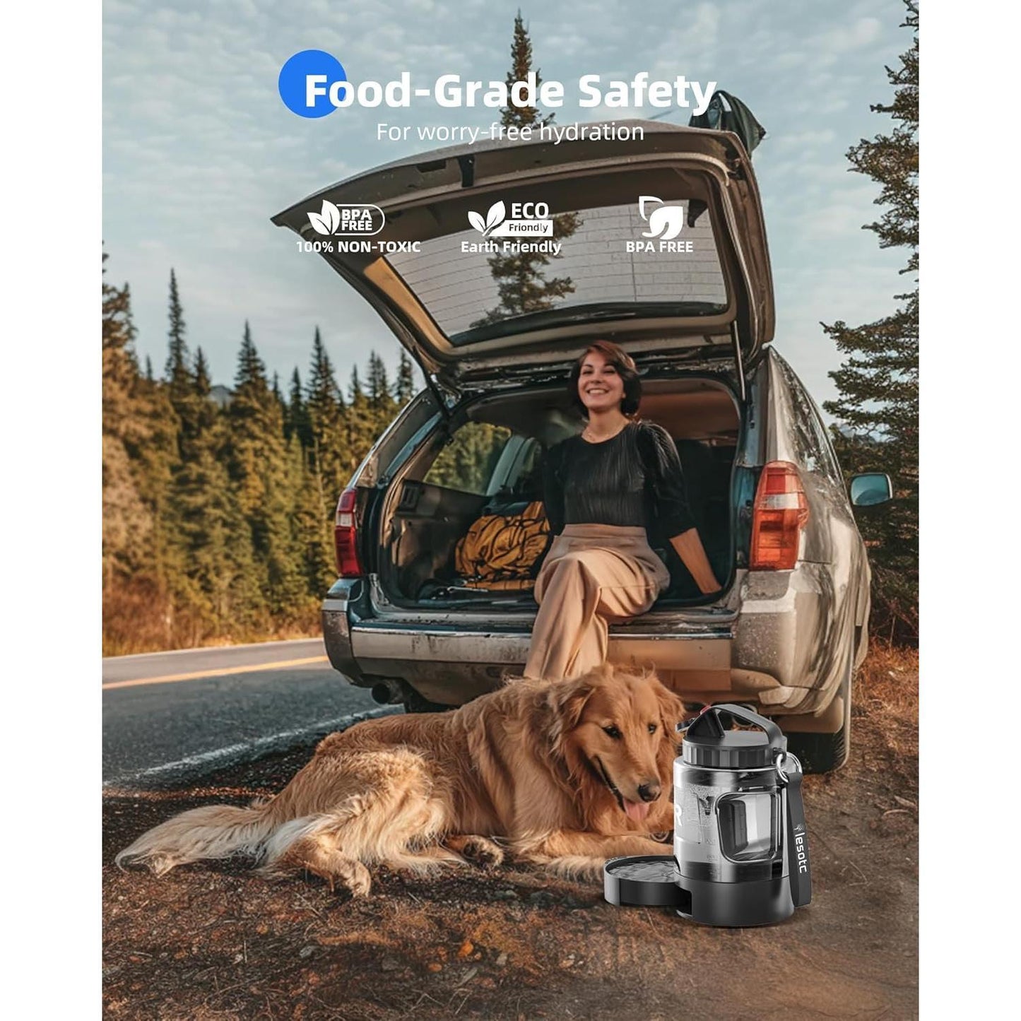 Lassot Portable Pull-out Water Bowl For Dogs, Large Capacity, Perfect For Camping, Hiking, Beach Trips, Road Trips, And Park Walks.