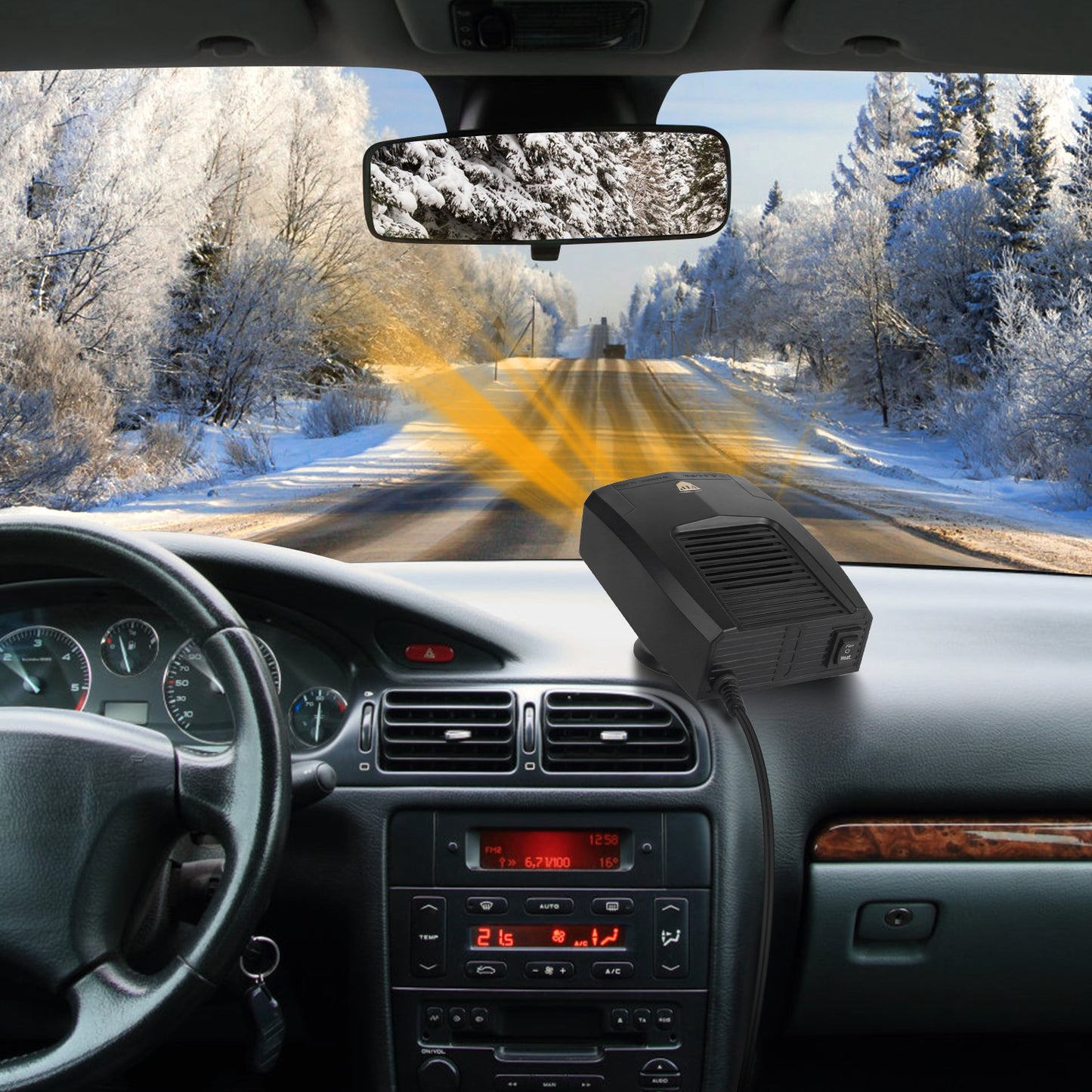 24V 180W OR 12V 150W Portable Car Heater Heating Fan 2 In 1 Defroster Defogger Demister Windshield Heater Automotive Cooling Fan With 360 Degree Rotating Base