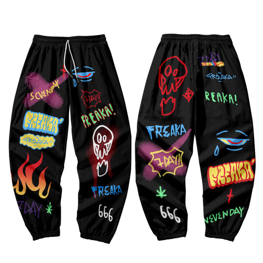 Men's Casual Pants Color Graffiti 3D Creative Printing Casual Overalls