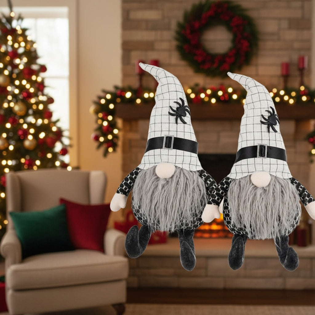 2PCS Set Christmas Gnome Table Decor 10.2x5.5x23.5in Charming Fabri Gnomes With White Hats Festive Perfect For Unique Seasonal Decoration Ideal For Holiday Ambiance And Easy