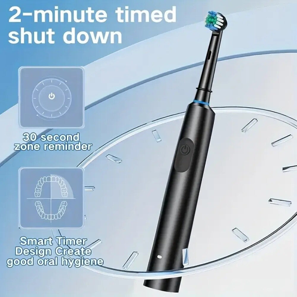 Toothbrush Electric Rechargeable Pro Rotating Brush Heads Timer Modes Usb