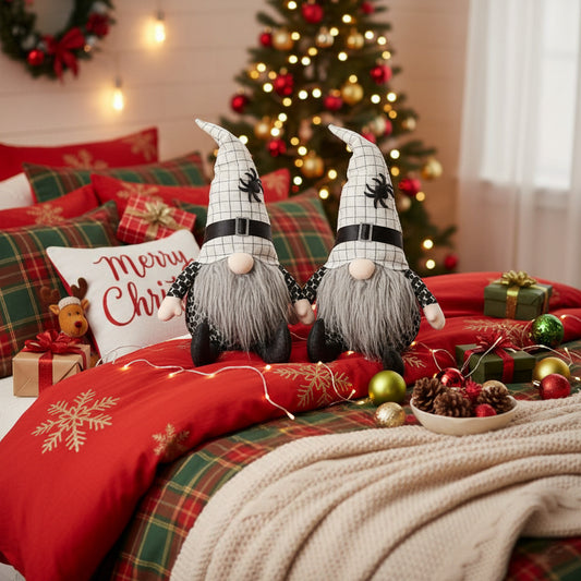 2PCS Set Christmas Gnome Table Decor 10.2x5.5x23.5in Charming Fabri Gnomes With White Hats Festive Perfect For Unique Seasonal Decoration Ideal For Holiday Ambiance And Easy
