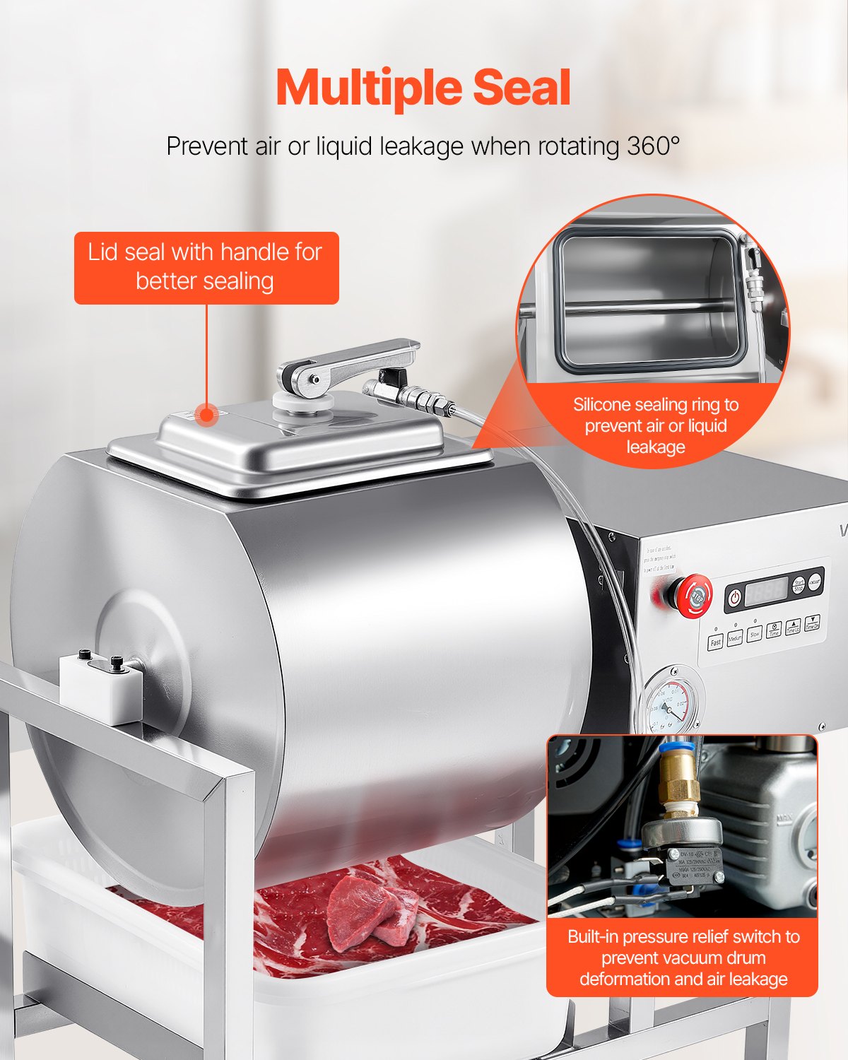 Vacuum Meat Tumbler Marinator Machine 40L For Chicken Steak Fish Commercial Use