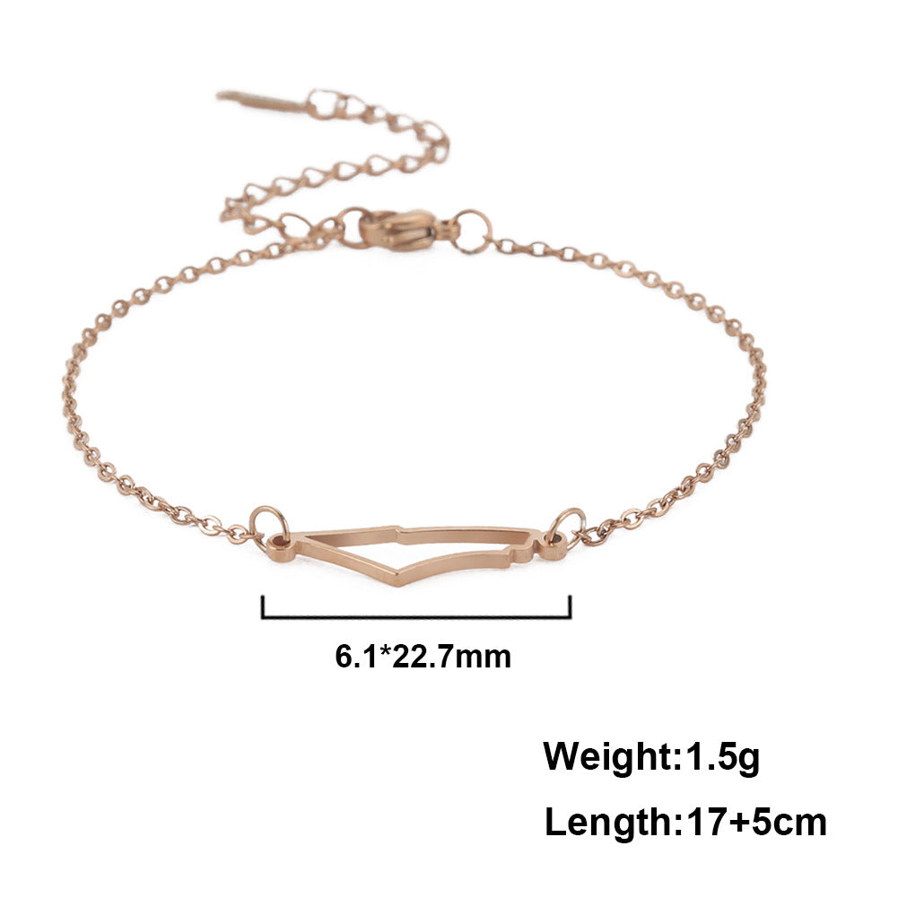 Irregular Hollow Mountain Pendant Stainless Steel Bracelet