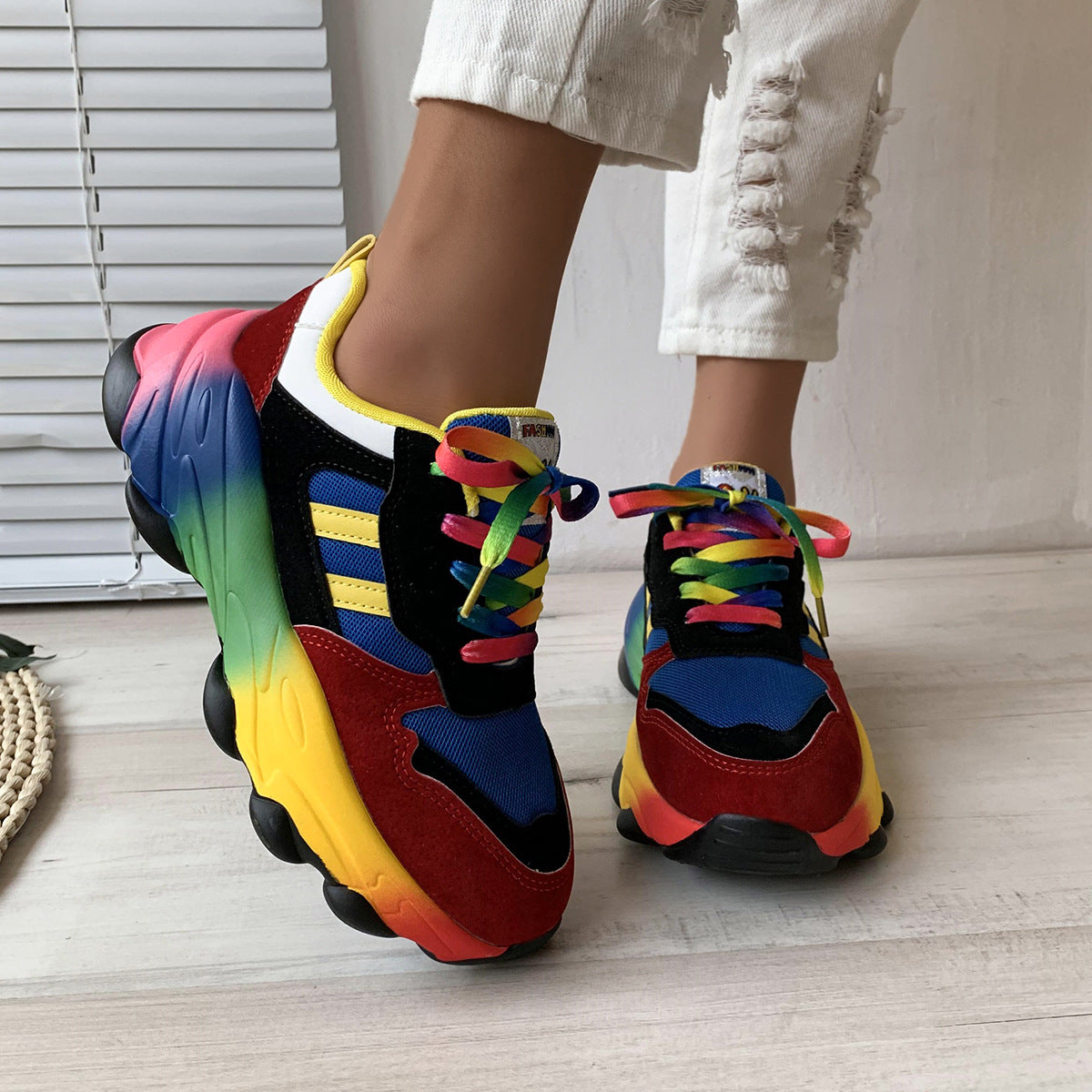 Women's Thick-soled Colored Sports Shoes