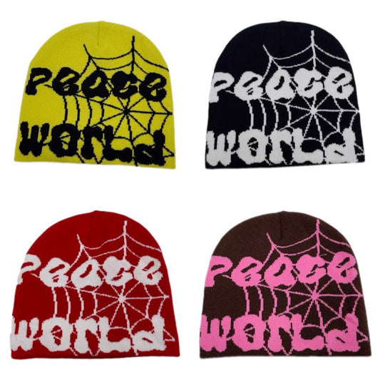 Hip Hop Warm Spider Web Letters Knitted Hat