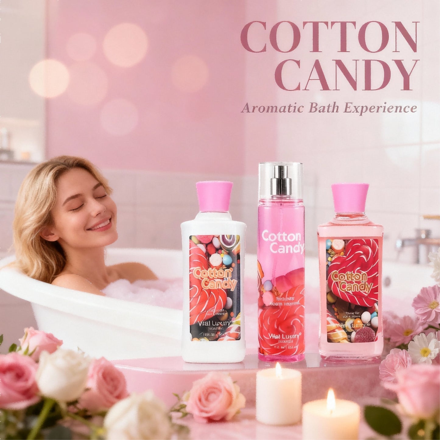 Christmas Gift Set 3-Piece Set, 10 Fl.oz Body Care Fragrance Set, Featuring Floral, Candy, And Sweet Pea Scents. Includes Scented Shower Gel, Body Lotion, And Body Mist.  A Perfect Winter Body Moistur