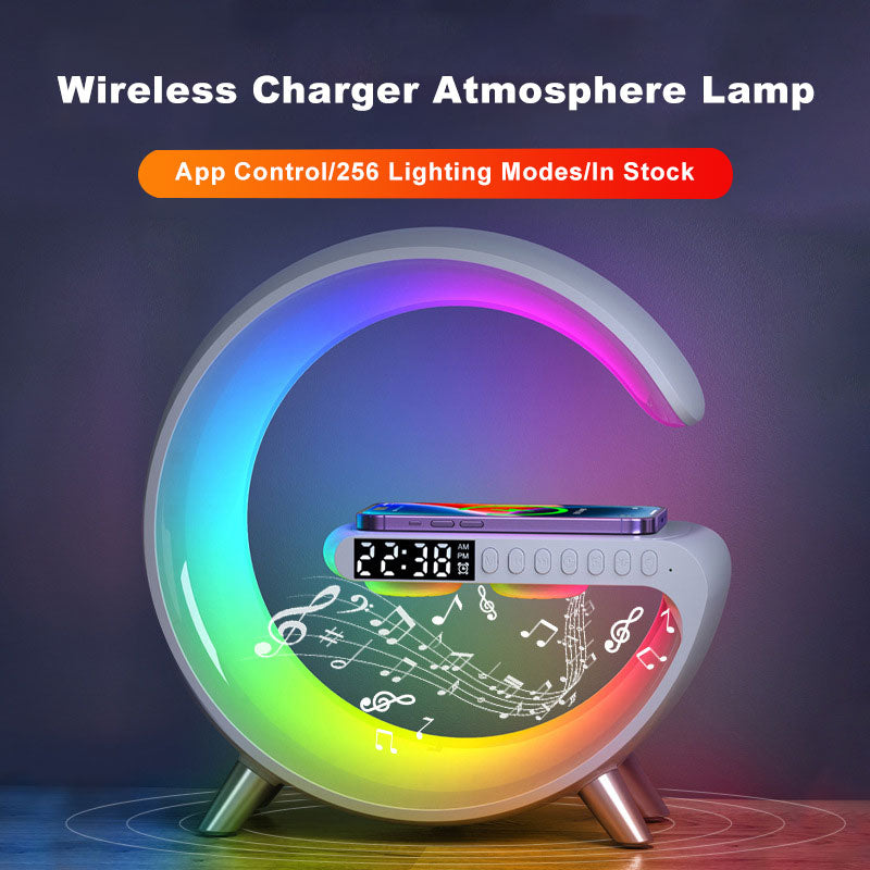 (Copy) New Intelligent G Shaped LED Lamp Bluetooth Speake Wireless Charger Atmosphere Lamp App Control For Bedroom Home Decor