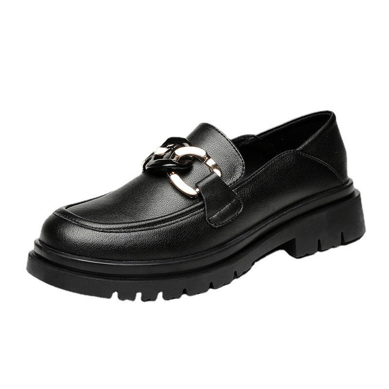 One-legged Casual Lady's Small Leather Shoes College Style