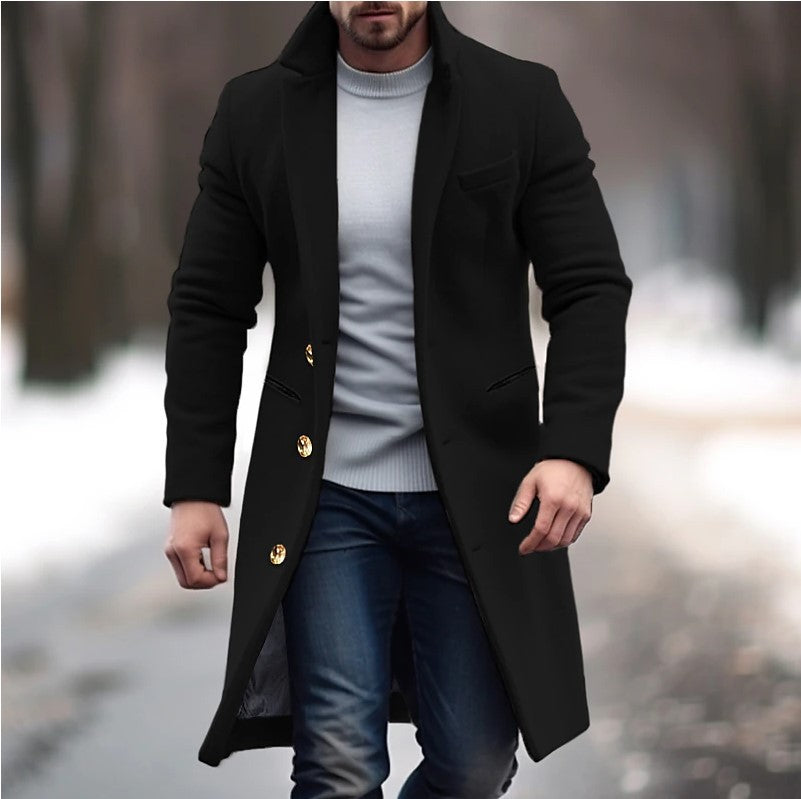 Woolen Coat Men's Mid-length Trench Coat Multi-color