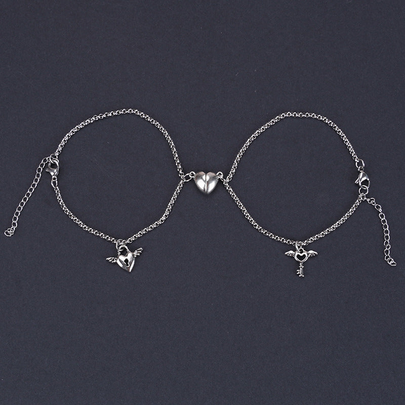 Heart-shape Lock Suction Couple Combination Bracelet