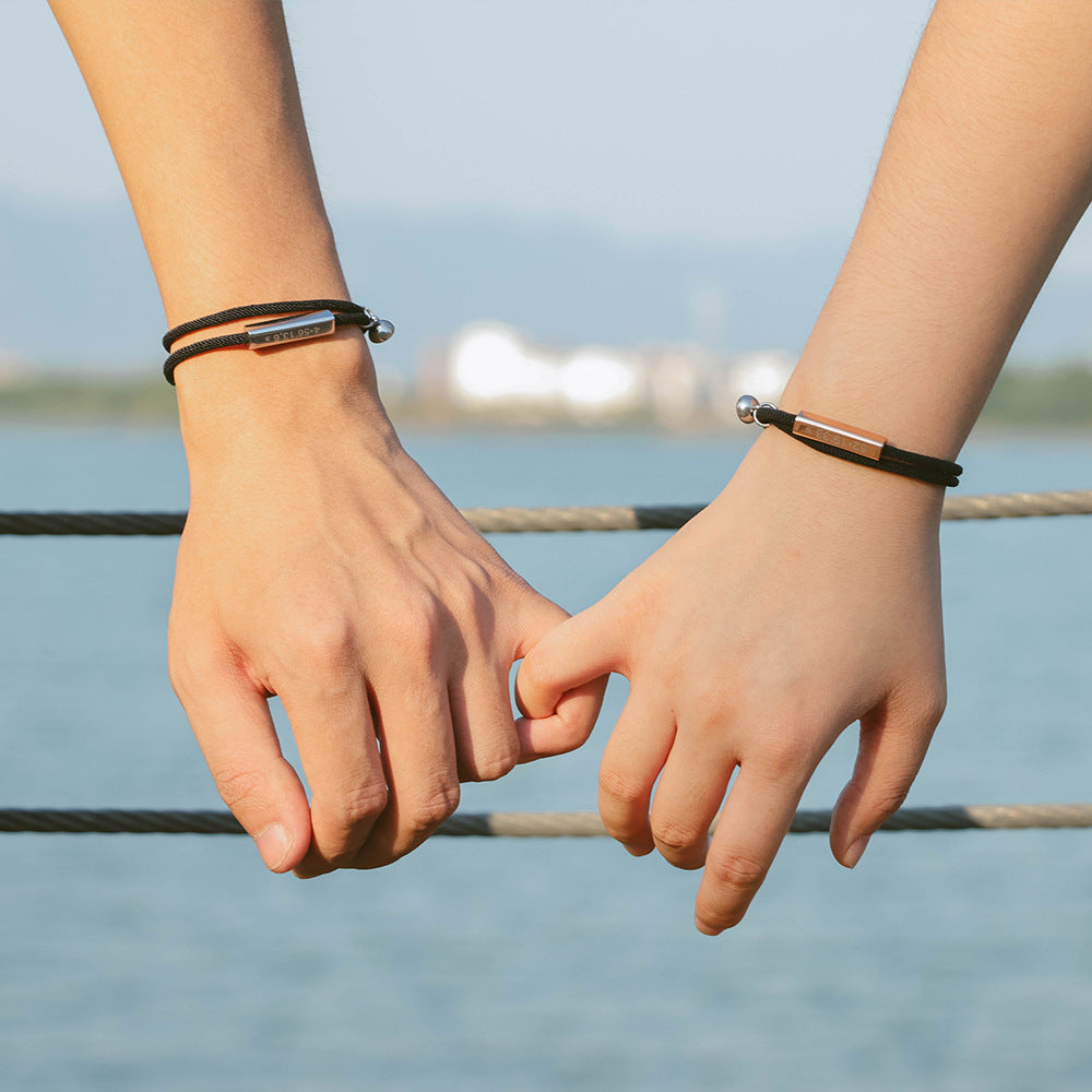 Stainless Steel Magnet Attractive Couple Bracelet Pair