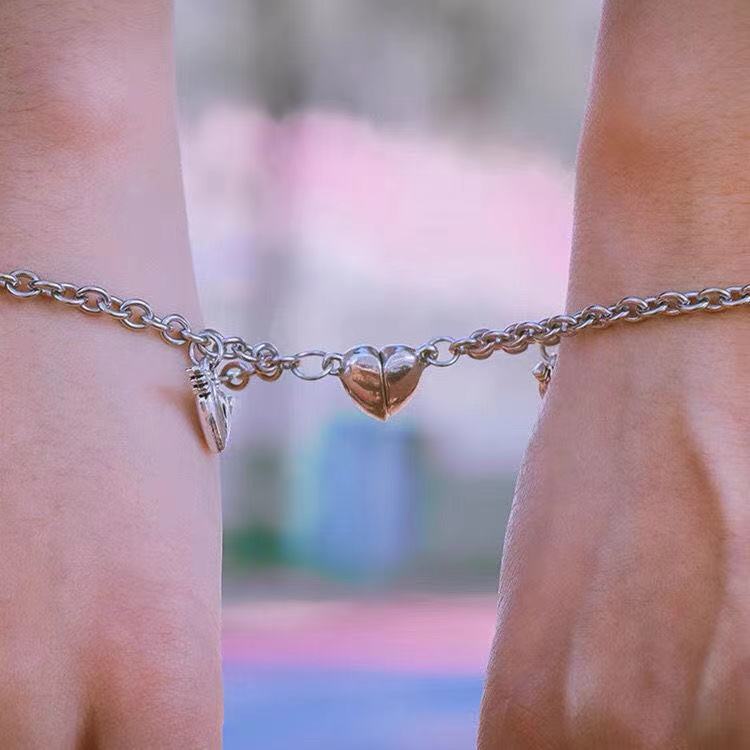 Heart-shape Lock Suction Couple Combination Bracelet