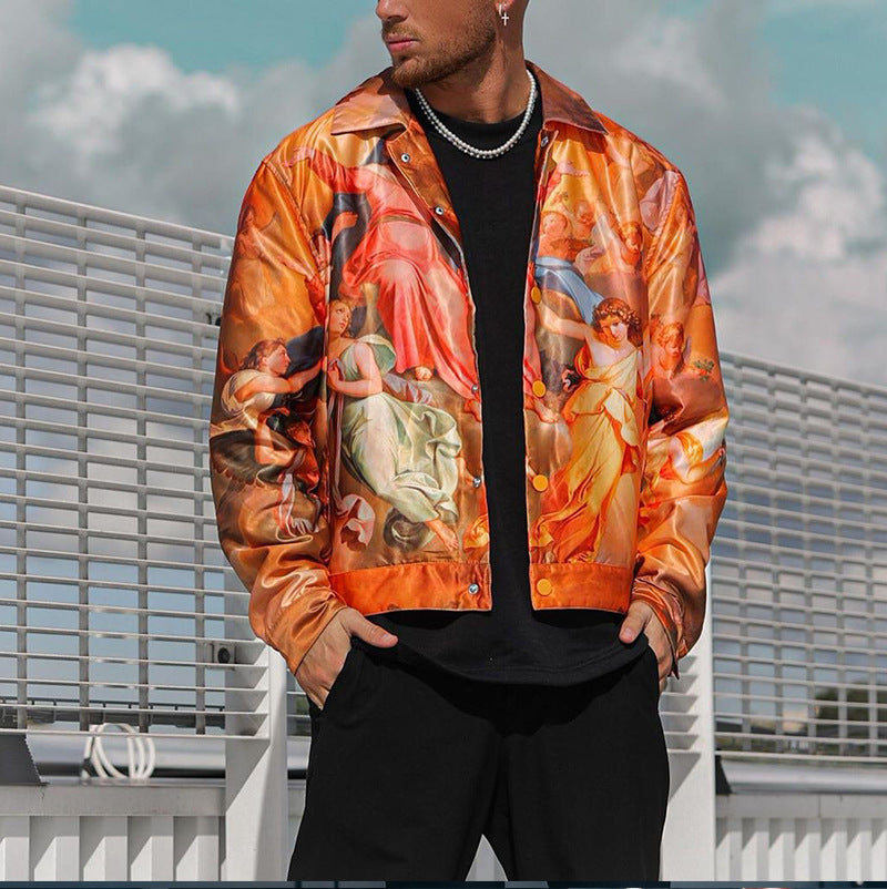 Men's Printed Jacket Top Long sleeved