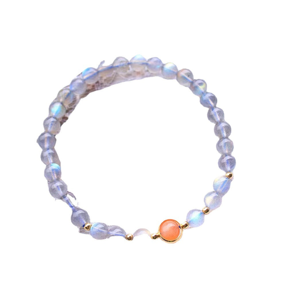 Natural Gray Moonstone With Dayangshi Girl's Heart Bracelet