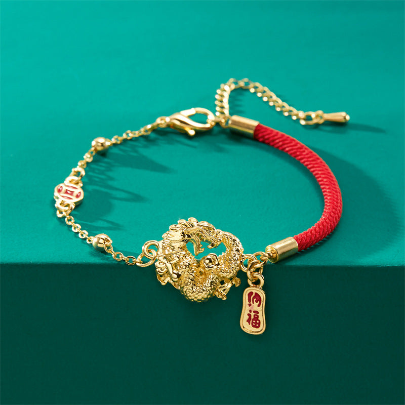 Zodiac Dragon Style Exaggerated And Personalized Trendy Alloy Bracelet