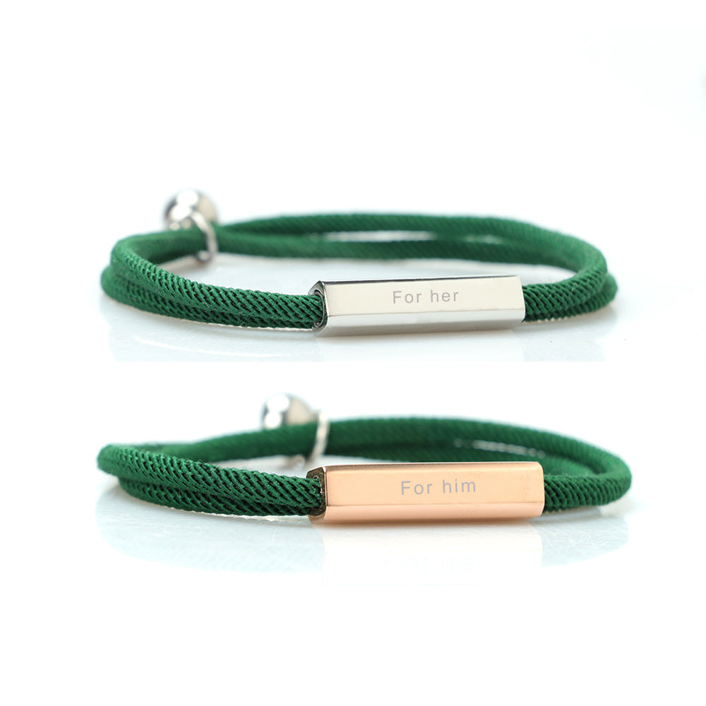 Stainless Steel Magnet Attractive Couple Bracelet Pair