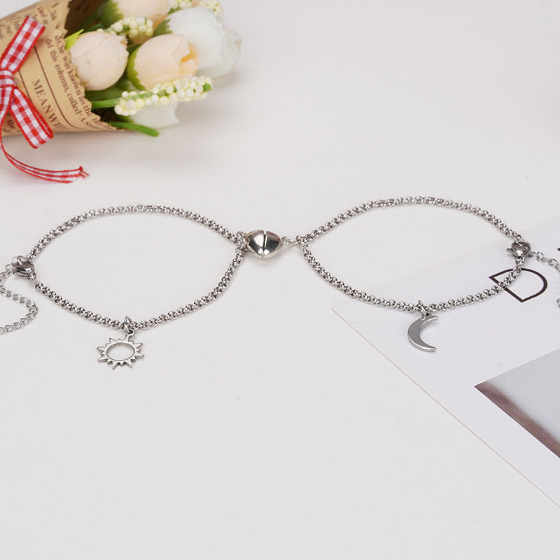 Heart-shape Lock Suction Couple Combination Bracelet