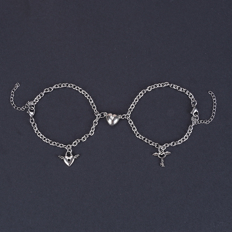 Heart-shape Lock Suction Couple Combination Bracelet