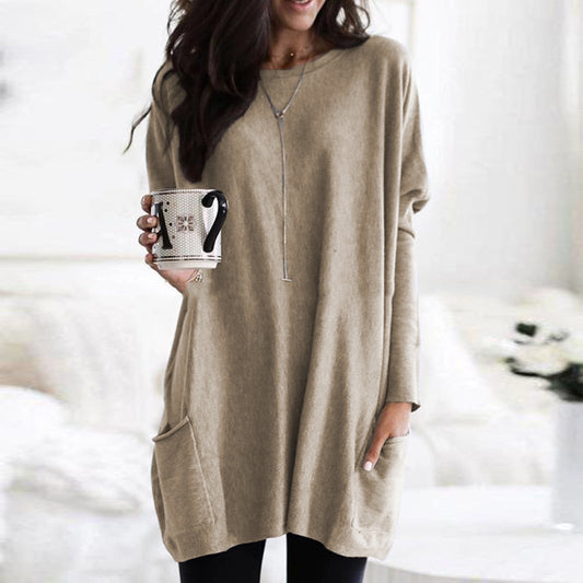 Long Sleeve Casual Pocket T-shirt Top