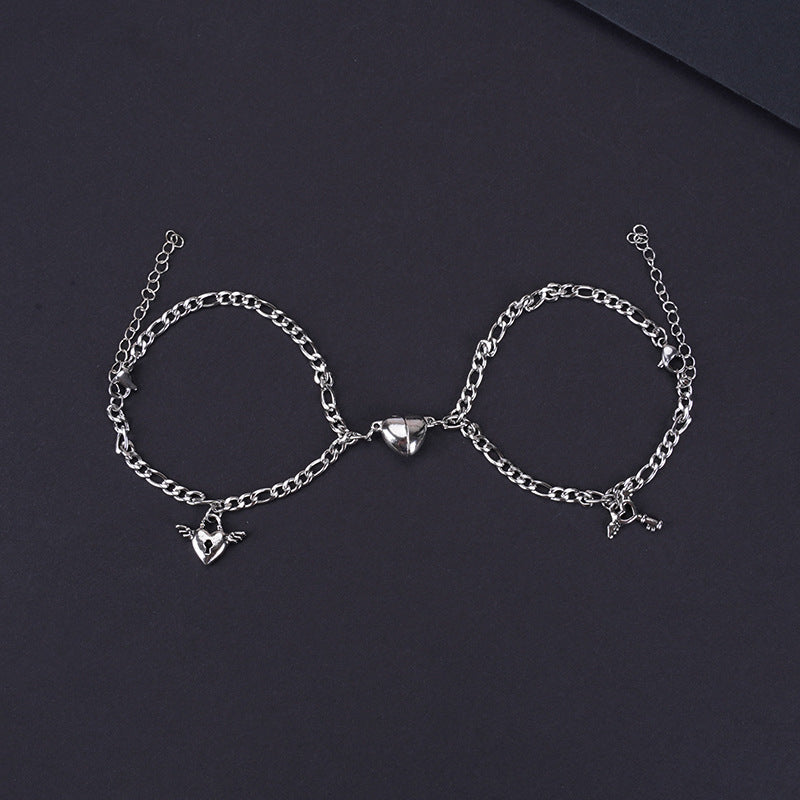 Heart-shape Lock Suction Couple Combination Bracelet