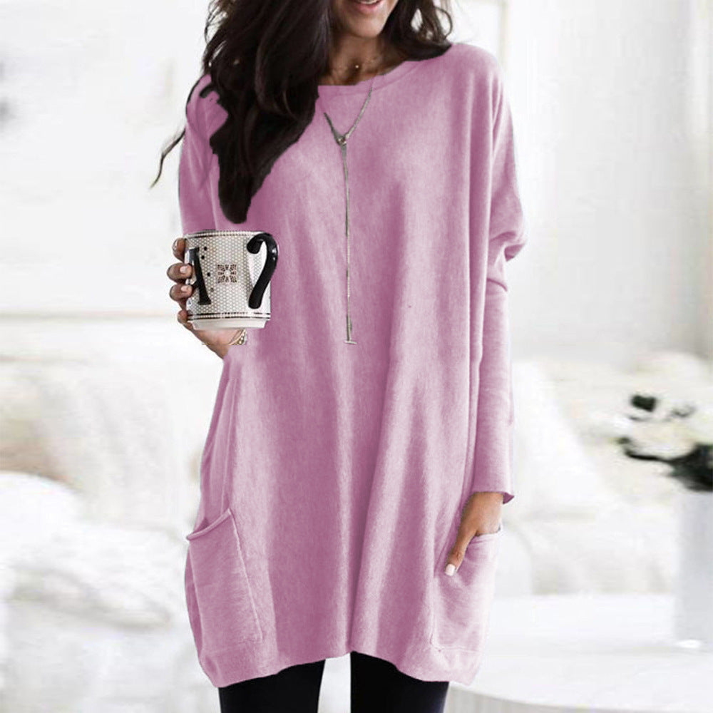 Long Sleeve Casual Pocket T-shirt Top