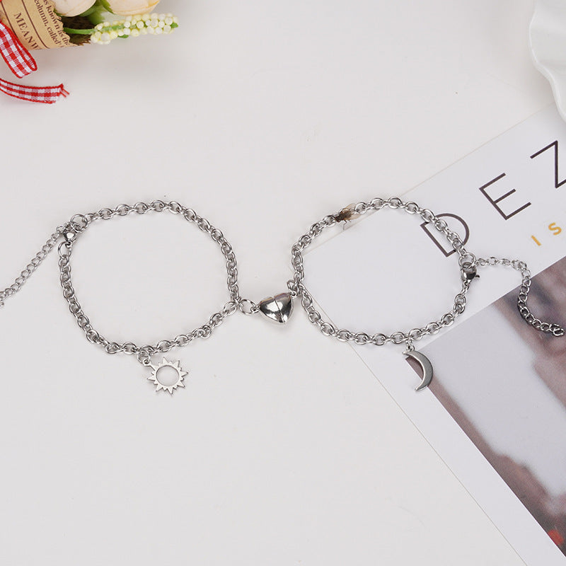 Heart-shape Lock Suction Couple Combination Bracelet