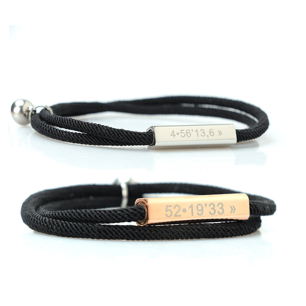 Stainless Steel Magnet Attractive Couple Bracelet Pair