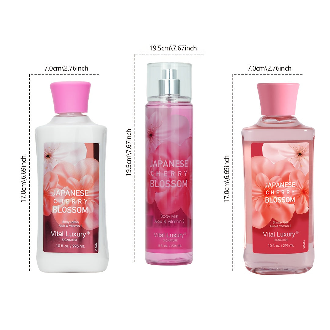 Christmas Gift Set 3-Piece Set, 10 Fl.oz Body Care Fragrance Set, Featuring Floral, Candy, And Sweet Pea Scents. Includes Scented Shower Gel, Body Lotion, And Body Mist.  A Perfect Winter Body Moistur