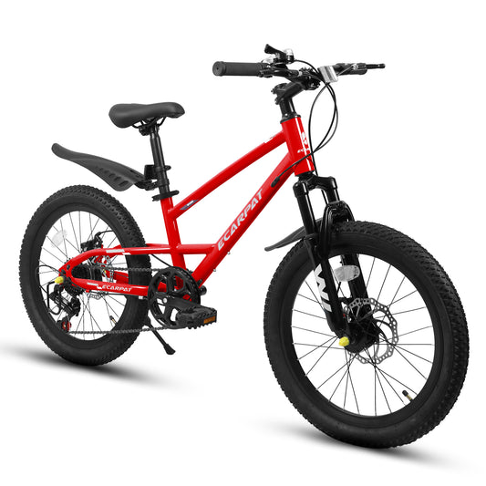 A20184 20 Inch Mountain Kids Bike For Boys & Girls, Ages 6-12, 7-Speed With Front Suspension