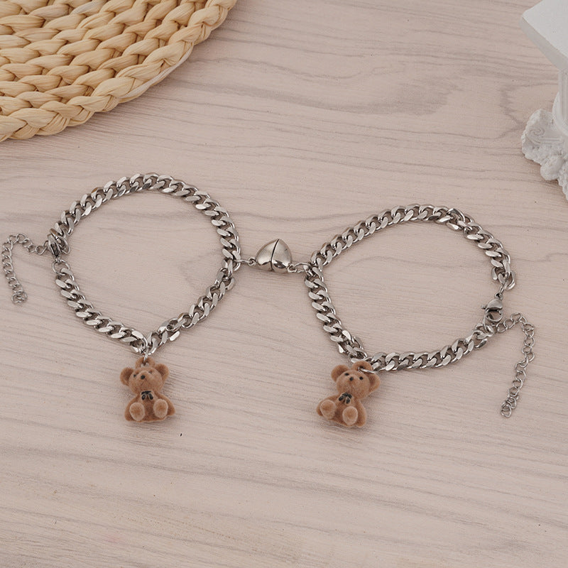 Heart-shape Lock Suction Couple Combination Bracelet