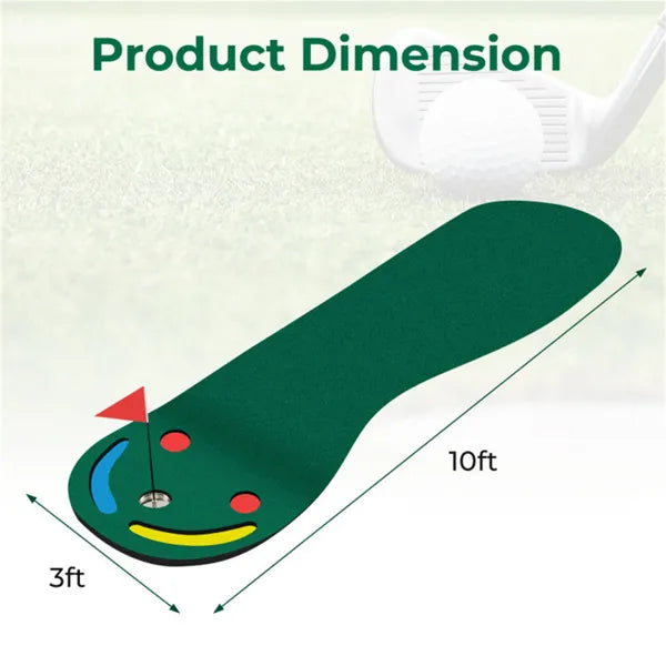 9.8ftx3ft Par 3 Golf Putting Green - Kidney-Shaped, True-Roll Surface, Green PVE Material