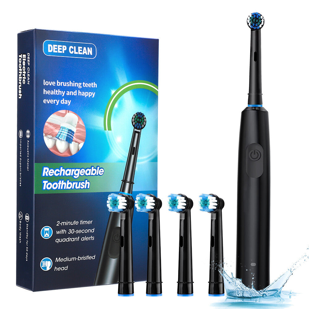 Toothbrush Electric Rechargeable Pro Rotating Brush Heads Timer Modes Usb
