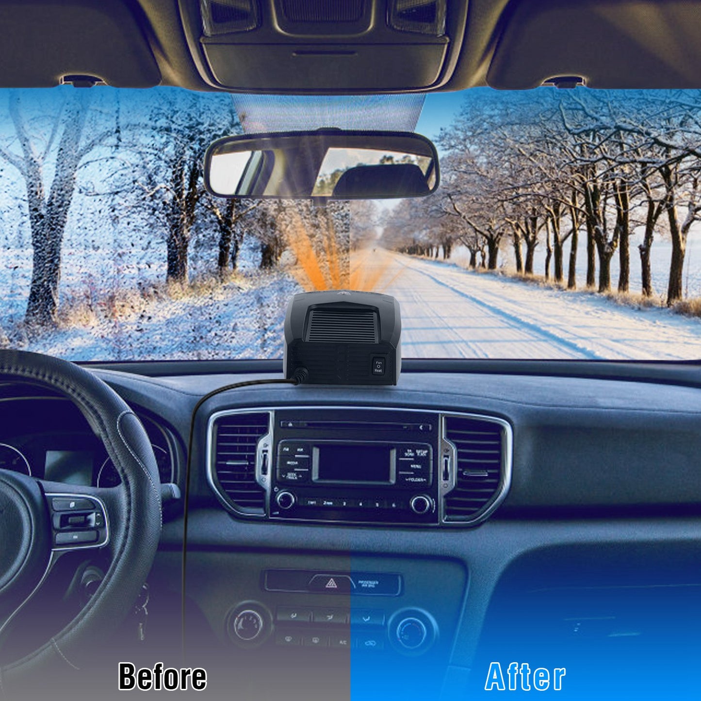 24V 180W OR 12V 150W Portable Car Heater Heating Fan 2 In 1 Defroster Defogger Demister Windshield Heater Automotive Cooling Fan With 360 Degree Rotating Base