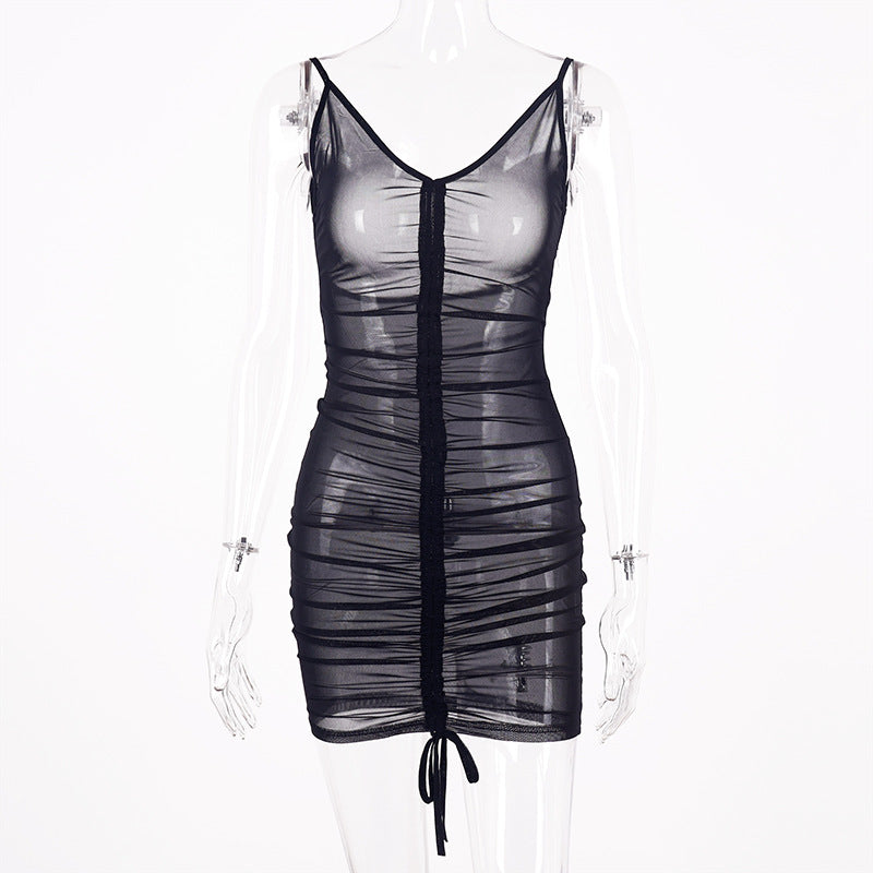 Women's Suspender Dress Mesh See Through