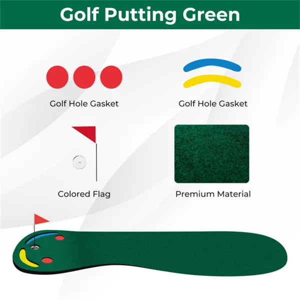 9.8ftx3ft Par 3 Golf Putting Green - Kidney-Shaped, True-Roll Surface, Green PVE Material