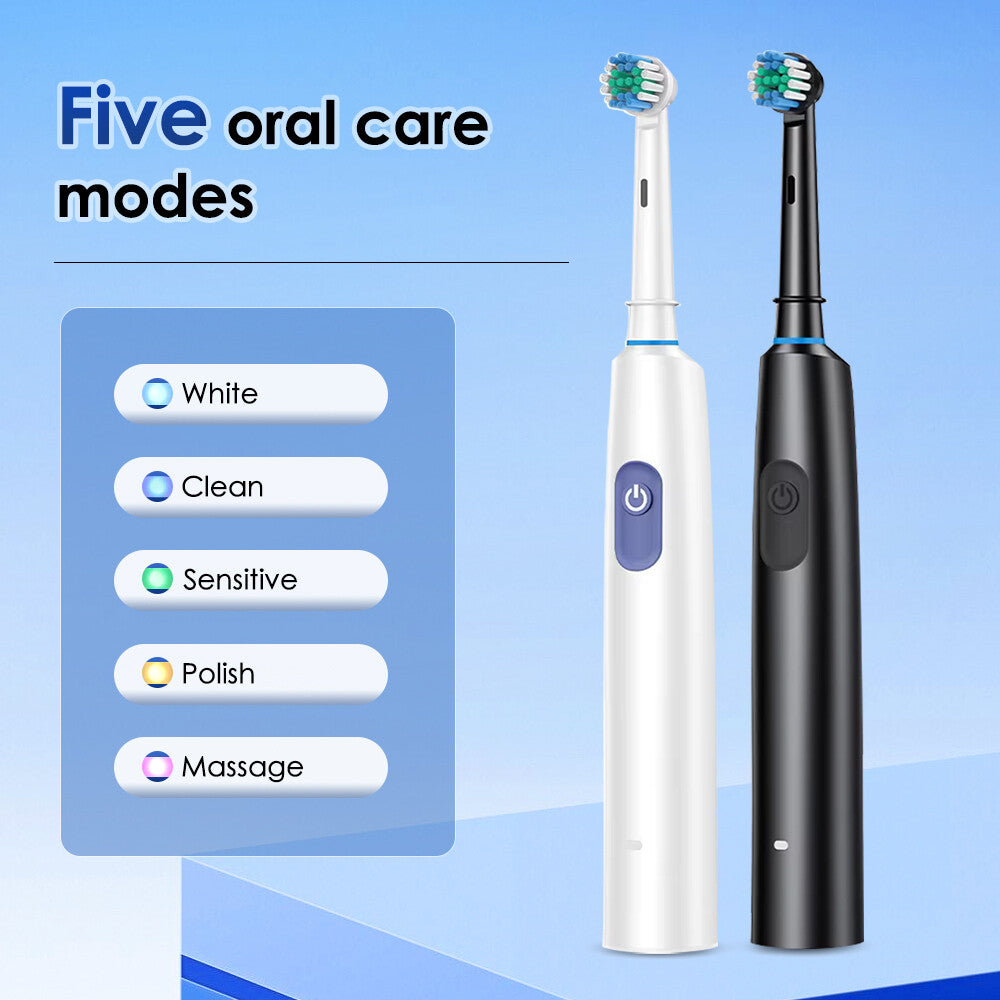 Toothbrush Electric Rechargeable Pro Rotating Brush Heads Timer Modes Usb