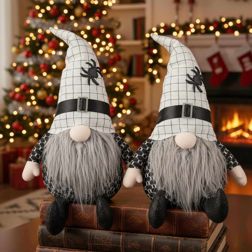 2PCS Set Christmas Gnome Table Decor 10.2x5.5x23.5in Charming Fabri Gnomes With White Hats Festive Perfect For Unique Seasonal Decoration Ideal For Holiday Ambiance And Easy
